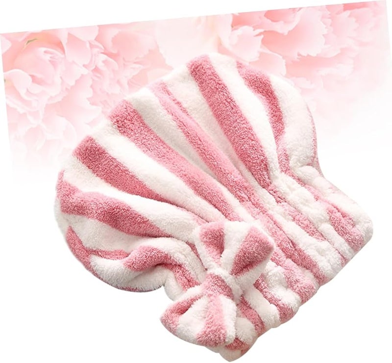 Pink Bowknot Hair Drying Cap Ultra Absorbent Water Resistant Headband Quick Dry Bathroom Use - Image 5